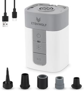 ETENWOLF AIR 5 PRO MAX Air Pump for Inflatables, Portable Electric Air Pump with 10400 mAh Battery, 4X Quick Inflator & Deflator, 4.5 kPa & 720 L/min Pump for Pool Floats, Vacuum Storage Bags, White