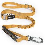 Pamiou Heavy Duty Dog Leash with Strong Lead for Medium to Large Dogs, Shock Absorbing with Bungee Design, Two Padded Handle & Car Seat Belt Buckle, Light Reflective Rope Dog Leads (Yellow)