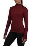 TCA Women's SuperThermal Long Sleeve Performance Base Layer Running Training Workout Top - Mock Neck - with Thumbholes - Cabernet, XS