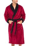 Alexander Del Rossa Men's Warm Fleece Robe, Plush Bathrobe, Small Medium Burgundy with Black Contrast (A0114BRBMD)