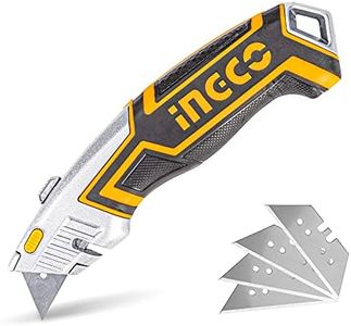 INGCO Box Cutter, Utility Knife, INGCO Pocket Knife retractable with 5 blades, Lock-Back Design, and Lightweight Aluminum Design