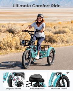 MOONCOOL 20" Folding Electric Trike – Adult 3-Wheel Bike
