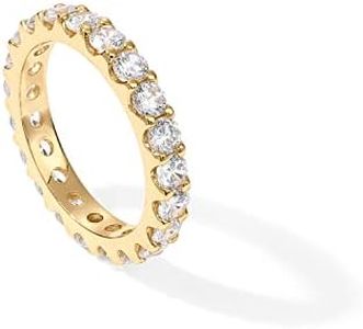 PAVOI 14K Yellow Gold Plated Cubic Zirconia Rings | 3.0mm Eternity Bands | Yellow Gold Rings for Women Size 5