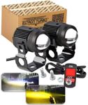 ELTRON TURBO Elt 1 Month Warranty Original LED Dc Power Mini Drive Fog Light Universal For All Models Of Motorcycle,Bikes,Scooters,Cars,Projector Light 30W(Pack Of 2,Yellow + White 3 Mode Way Switch)