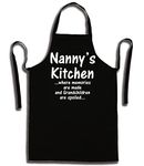 Nannys Kitchen Black Apron Grandma Gift - Great nan gift and ideal Nanny Chef Apron gift from the Grandchildren - Kitchen Gift for Grandma on mothers day - Birthday, Nans Apron Gift for grandma