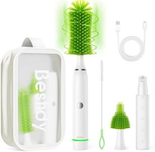 Bestidy Electric Baby Bottle Cleaner Kit for Travel- Rechargeable 360° Rotation Electric Baby Bottle Brush with Replaceable Nipple/Straw Brush, 2-Speed Modes, 50ml Lotion Bottle & Storage Bag