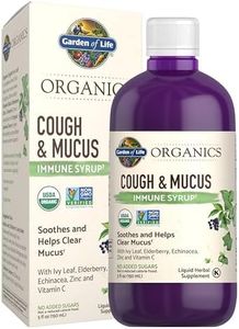 Garden of Life Organics Elderberry Zinc Immune Support for Adults and Kids 12 and Older, Organic Cough & Mucus Immune Syrup with Ivy Leaf, Vitamin C and Echinacea, No Added Sugars, 5 Fl oz