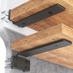 Goovilla Shelf Bracket, Heavy Duty Floating Shelf Brackets 8 inch Long, 4 Pack Brackets for Shelves, Black Coated Metal Wall Shelf Support Brackets with 1/5 Inch Thick and 160 lb. Load Capacity