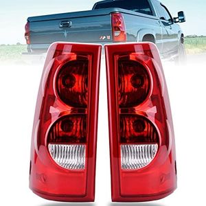 Nakuuly Tail Lights Rear Lamp Red Border Compatible With 2003-2006 Chevy Silverado 1500 2500 3500 Driver and Passenger Side Taillights Brake Signal Assembly with Bulb and Harness