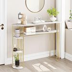 IDEALHOUSE Console Table Gold Sofa Tables Narrow Entryway Table with Storage and Shelves, 43.5” Behind Couch Table Hallway Table Modern Furniture for Living Room, Foyer, Bedroom