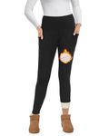 CAMPSNAIL Fleece Lined Leggings Women with Pockets - Thermal Warm Pants High Waisted Winter Thick Yoga Tummy Control Tights