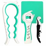 Otstar Latest Jar Opener Bottle Opener tool for Weak Hands,Seniors with Arthritis,Low Strength and Children, Multi Opener Set with Rubber Jar Gripper Pad and Corkscrew Wine Opener, NJO-4P-BW