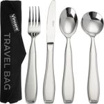 Weighted Utensils for Tremors and Parkinsons Patients - Heavy Weight Stainless Steel Silverware Set, Adaptive Eating Flatware Helps Hand Tremors, Parkinson, Arthritis - Knife, Fork, 2 Spoons & Bag