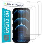 Tech Armor HD Clear Film Screen Protector Designed for Apple iPhone 12 Pro Max 6.7 Inch 4 Pack 2020