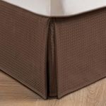 MIYE Pleated Waffle Weave Bed Skirt, Tailored Dust Ruffle 12 Inch Drop Easy Fit, Machine Washable (Brown, King - 12" Drop)