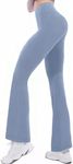 SAFSOU Flattering Women's High Waist Bootcut Yoga Pants - Tummy Control Workout Flare Leggings Perfect for Fitness Enthusiasts (Large) Light Blue