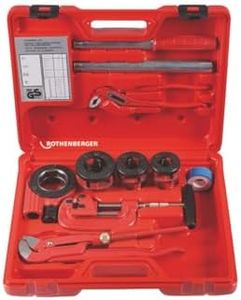Rothenberger Supercut Deluxe Threading Kit with Lockable Ratchet, Die Heads, Pipe Wrench - For Steel Pipe Processing - Alloy Steel, Plastic, Powder Coated Finish - 70614