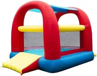 Banzai Bounce ’N’ Slide Cool Canopy Inflatable Indoor Outdoor Bounce House with Slide and Blower