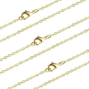 ALEXCRAFT Wholesale 12 PCS Gold Plated Brass Flat Cable Chain Finished Necklace Chains Bulk for Jewelry Making (30 Inch(2 MM))