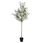 WINSOON Olive Tree Artificial 7FT Faux Olive Tree Indoor Outdoor Topiary Silk Tree Plants with Wood Trunk and Lifelike Fake Fruits for Home Office Dec