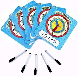 ZazzyKid Time Learning Clock for Kids: 5 Clocks (20 x 18cm) + 5 Erasable Markers – Teach Children to TellTime