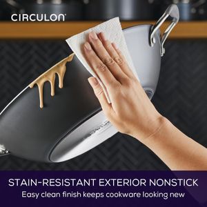 Circulon Scratch Defense Non-Stick Wok 36cm – Induction, Stainless Steel Lid, Dishwasher & Oven Safe, Graphite Pewter