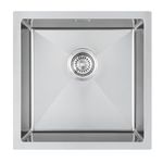 KINKIBOS 304 Stainless Steel Kitchen Sink 40 x 40 cm, Small Kitchen Sink, Single Bowl Kitchen Sink with Overflow, Undermount & flushmount (Without Drain Pipe), 1 Bowl, Brushed