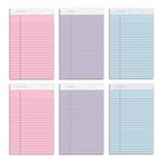 Tops 63016 5 x 8-Inch Prism Plus Legal Pad, Junior Legal Rule, 50 Sheets per Pad, 2 Each of 3 Pastel Colors, 6-Pack