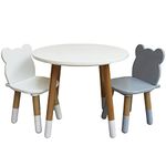 Stepup Baby Childrens Table and Chairs, Toddler Kids Activity Play Table 2 Chair Wooden Set, 2-5 Years (Round)