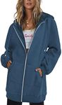 Zeagoo Long Hoodies For Women Zip Up Fleece Jacket Essential Hoodies Fall Winter Coats 2024 Trendy Clothes Royal Blue Medium