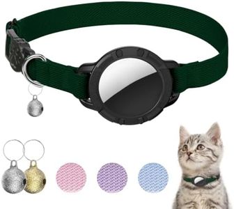 AirTag Cat Collars, Stretchy Collar with Apple AirTag Holder and Bell, Breakaway Ultra Design Elastic GPS Tracking Collars for Cats and Puppies, (7.5-12.5 Inch), Forest Green
