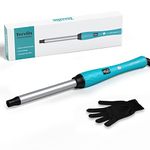 Terviiix 3/4'' Curling Wand for Bouncy Curl, Ceramic Curling Iron Wand for Medium to Long Hair, Small Barrel Curling Wand That Stay Hot, Keratin & Argan Oil Infused, Dual Voltage, LCD Digital Display