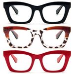 REAVEE Cateye Reading Glasses for Women Blue Light Blocking Ladies Stylish Computer Eyeglasses with Spring Hinge, Black/Brown Leopard/Red, 2.75