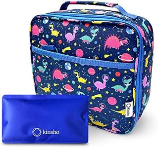 Lunch Box for Kids with Ice Pack, Boys Lunch-Box Insulated Bag for Toddlers Kids Baby Boy Daycare Pre-School Kindergarten, Large Snack Container Boxes for Kid Lunches, Bento Bag, Blue Space Dinosaur