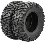 HAKUBA Set of 2 Ramhorn Offroad ATV/UTV 25x8-12 Tire 6PR/TL (6 Ply, Tubeless) Bighorn Style, All-Terrain Tire