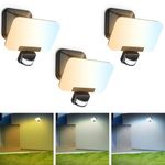 OREiN LED Outdoor Motion Detector Floodlight, 3 Working Modes 35W, 3500LM IP65 Waterproof, Warm White 2700k Natural White 4000K-Cool White 6500K, Security Light for Garden Garage. Pack of 3