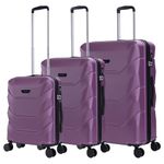 Rocklands® Hard Shell Suitcase Thick ABS with TSA Combination Lock, 4 Dual Spinner Wheels, Lightweight Luggage Set Durable Travel Trolley Case (Purple, 3 Pcs Set (20"+24"+28"))