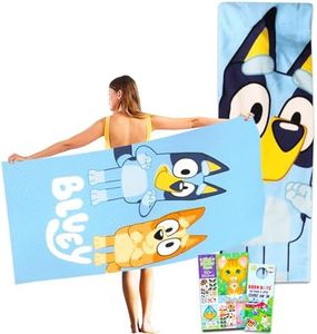 Disney Bluey Towel Set for Kids - Bundle with 27x54 Bluey Towel, Stickers and More (Bluey and Bingo Pool and Bathroom Set)