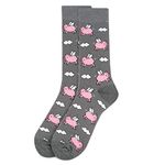 Parquet Fun Socks for Men-Novelty Socks-Gifts for Dad, When Pigs Fly Grey, One Size