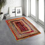 VANU® Jute Braided Natural Rug Hand Woven & Reversible for Living Room Kitchen Entryway Rug, Jute Burlap Braided Rug, Farmhouse Rag Rug (2x3 feet (60x90 cm), Chindi D)