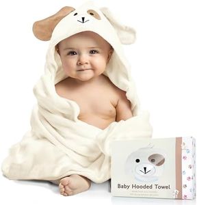 FOREVERPURE Premium Baby Towels with Hood - Ultra Soft, Absorbent Viscose Made of Bamboo, Extra Large 35 x 35 Inches, for Boys and Girls, Newborn Shower Gift, Cream