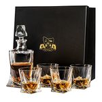 Van Daemon Whisky Decanter (750ml) and Set of 4 Whiskey Glasses (300ml).Ultra Clarity Glass ‘Tasman Twist' for Spirits, Bourbon or Scotch. Perfectly Gift Boxed.