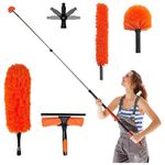 20 Foot High Reach Duster Kit with 5-20FT Extension Pole,Duster for Cleaning, High Ceiling Fan Duster, Window Washing Kit,Cobweb Duster,Feather Duster, Extendable Duster Cleaning Kit