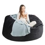 WhatsBedding Bean Bag Chairs for Adults - Medium Furniture Bag with Adjustable Foam Filling, Stuffed Bean Bag Sofa with Dutch Velvet Cover, Big Bean Furniture with Soft Fabric - 3 Foot, Black