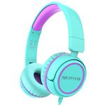 IMYB V1 Kids Headphones, Wired Stereo Foldable Tangle-Free 3.5mm Adjustable On-Ear Headphones for Kids for School/Toddlers/Childrens/Teens/Boys/Girls/Ipad/Tablet/Kindle/Phones/Travel/Plane (Green)
