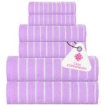 Casa Copenhagen, Denmark DC'23 Design - Esctatic Premium Collection 100% Cotton 6 Piece Towel Set, Includes 2 Bath Towels 2 Hand Towels 2 Washcloths - Purple Rose