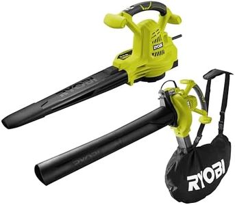 RYOBI - Souffleur Aspiro-Broyeur 2800W 2-en-1 - Vitesse Soufflerie 345 km/h - Décharge de Traction - Travail Confortable dans la Durée - Livré avec Harnais Bretelle Vertebrae & Buse Plate - RBV2800CSV