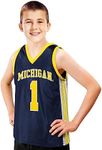 Little King NCAA-Full Court-Youth Boys Teen College Basketball Jersey-Michigan #1-Navy-Youth Medium