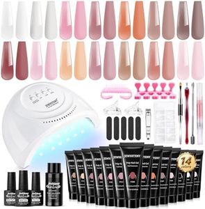 JEWHITENY 14 Colors Poly Extension Gel Nail Kit With U V Lamp Nude Pink White Brown All In One Poly Gel Starter Kit With Base Top Coat Manicure Salon Frence Nail Art DIY
