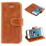 Mulbess Phone Case for iPhone 5s / 5 / iPhone SE 2016 - Flip Wallet Cover - Magnetic Protective Leather Case with Credit Card Slot - Brown